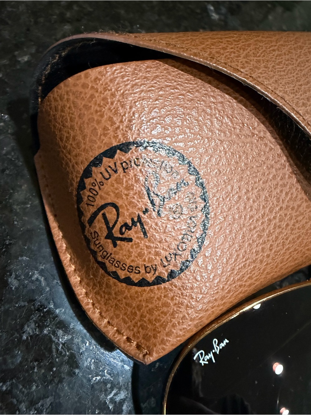 Ray-Ban Gold Frame Sunglasses with Black Lenses - Picture 3 of 8